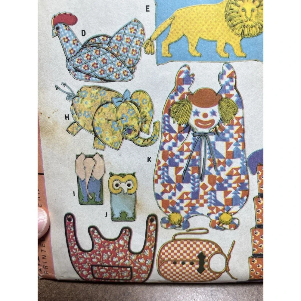 McCalls 8895 Pattern Tote Bags Toys Plush Animals Storage Bins